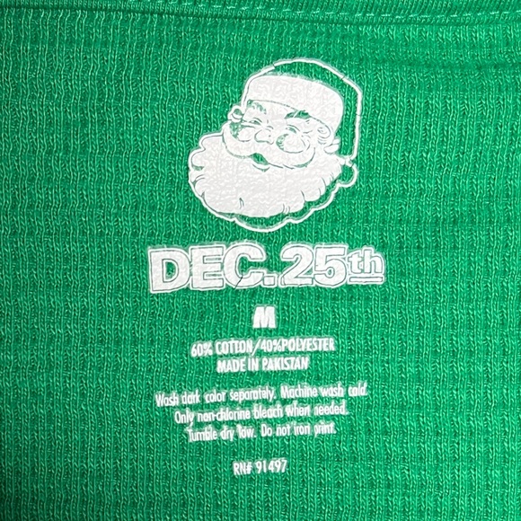 Dec. 25th Mens Christmas Thermal - Green - Size M - Picture 3 of 6